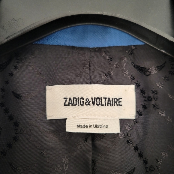Zadig & Voltaire Jacquard Paisley Blazer in Dusty Blue, size 36 - Picture 6 of 8